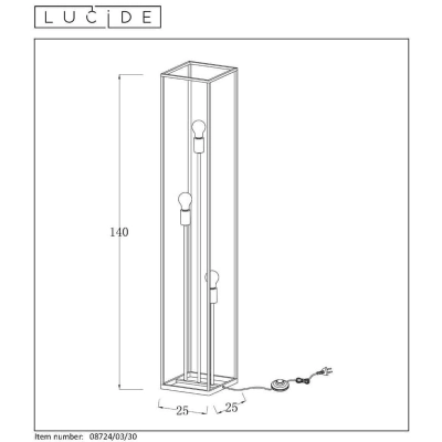 ARTHUR - Lampa podłogowa - E27 - Black 08724/03/30 Lucide